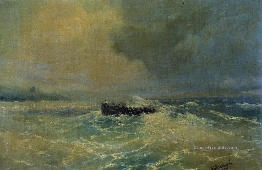 Boot am Meer 1894 Verspielt Ivan Aiwasowski makedonisch Ölgemälde